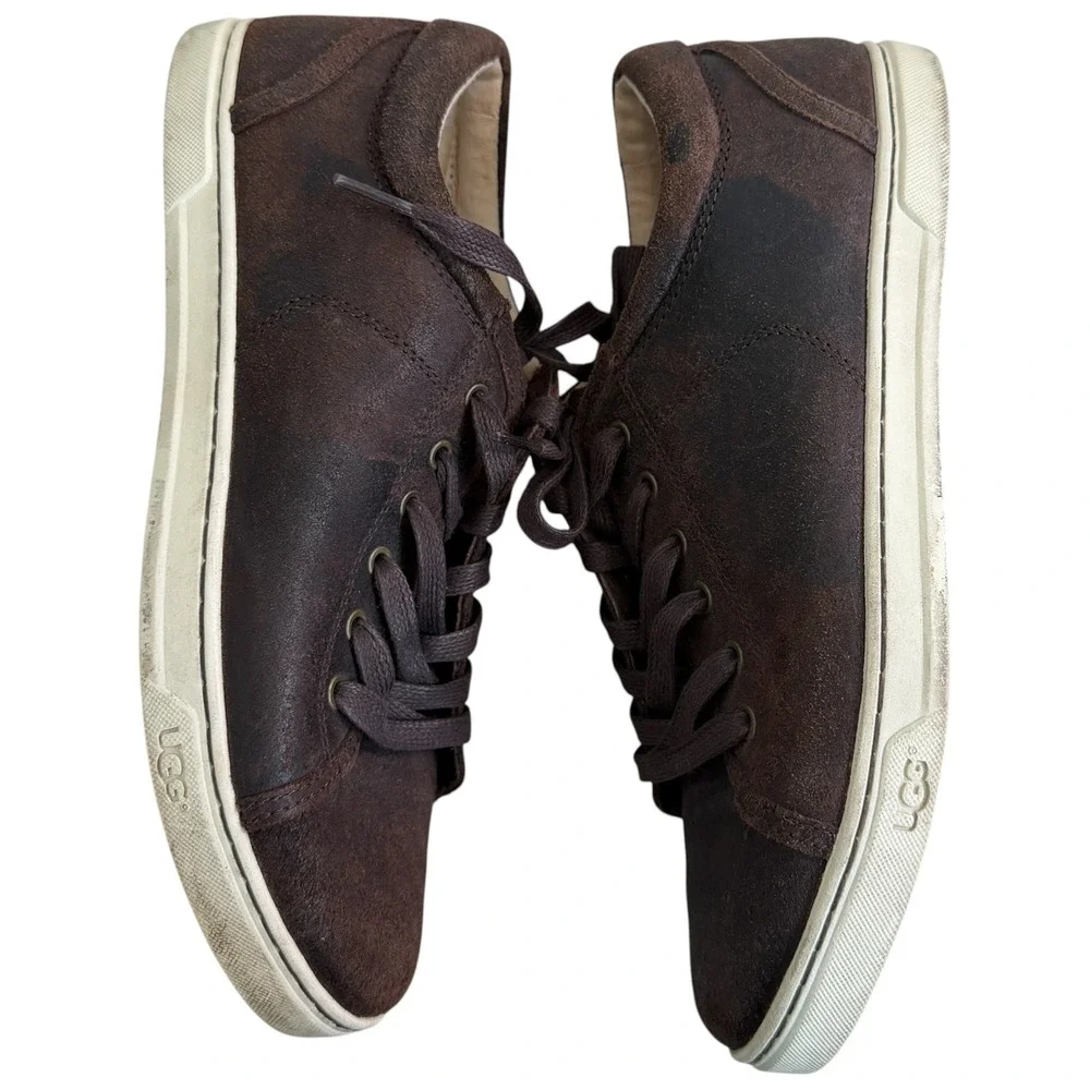 UGG Australia Womans Tomi 1008487 Dark Brown Suede Shearling Lined Sneakers 10